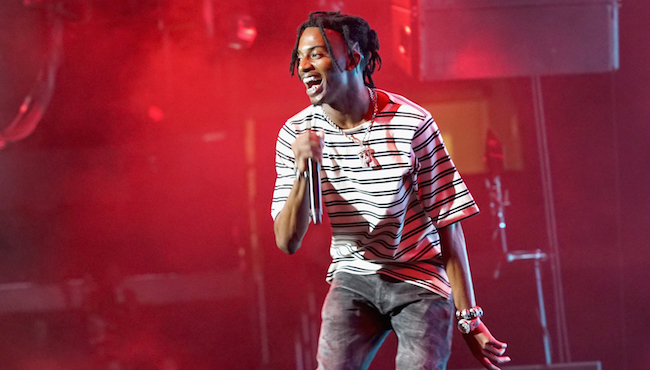 LOS ANGELES, CA - JUNE 22:  Recording artist Playboi Carti performs onstage at night one of the 2017 BET Experience STAPLES Center Concert, sponsored by Hulu, at Staples Center on June 22, 2017 in Los Angeles, California.  (Photo by Bennett Raglin/Getty Images for BET)