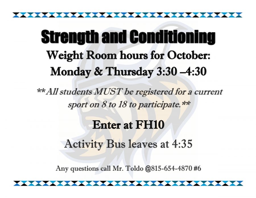 Strength and Conditioning room hours