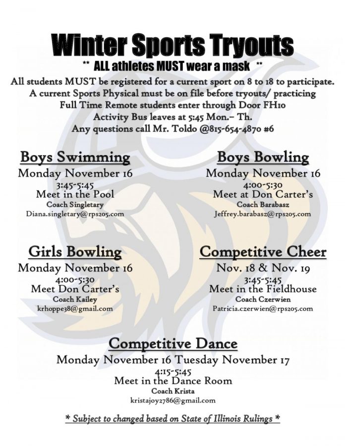 Winter Sports Tryouts Poster