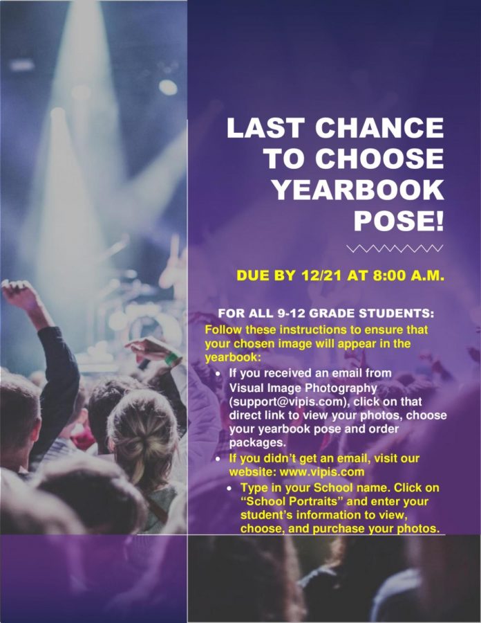 Last chance to choose Yearbook pose!