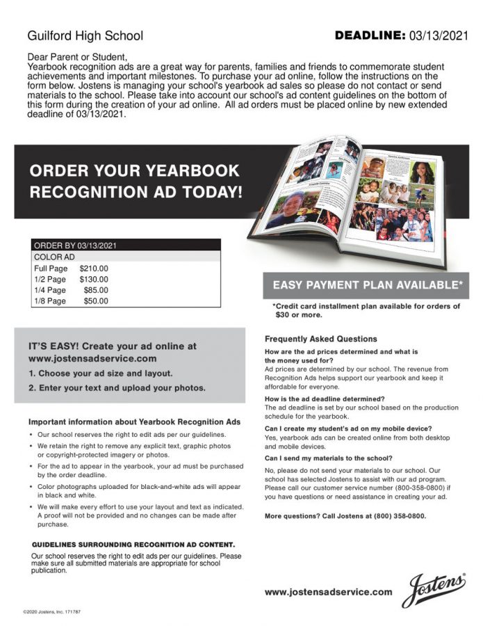 Buy your yearbook recognition ad now!