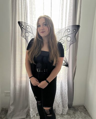 Zada Doubek, 11, in her all-black fairy costume.
