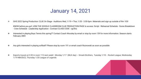 Announcements Jan 14, 2022