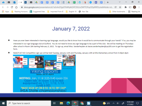 Announcements January 7, 2022