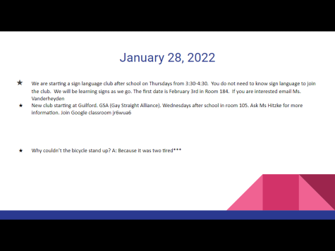 Announcements Jan 28, 2022