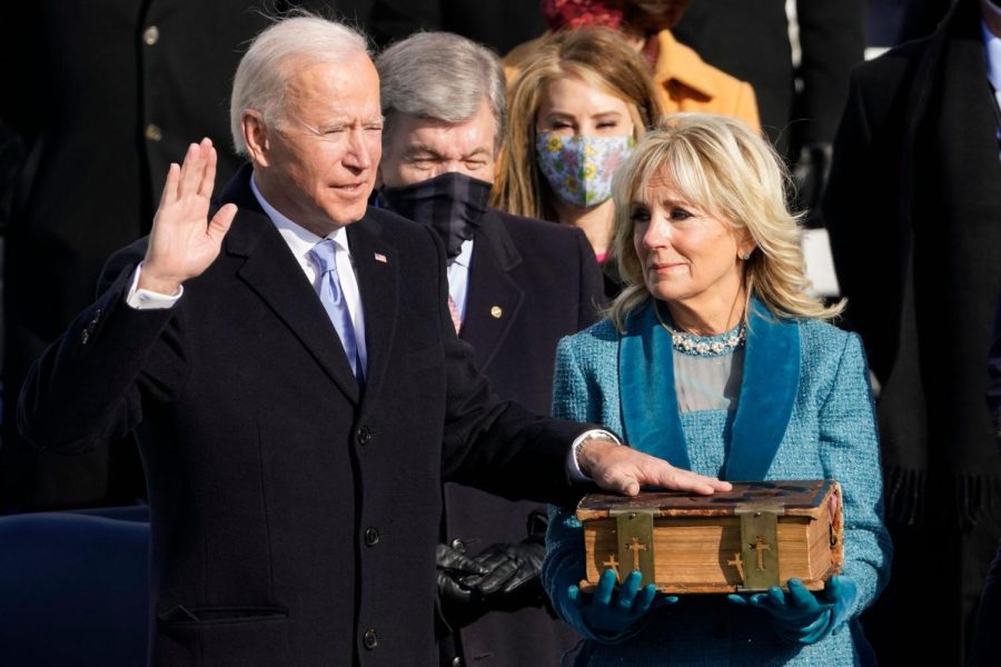 After being elected to office, U.S. President Joe Biden takes the oath of office on January 20th, 2021 on the steps of the capital building in Washington D.C. Credit: The Atlantic