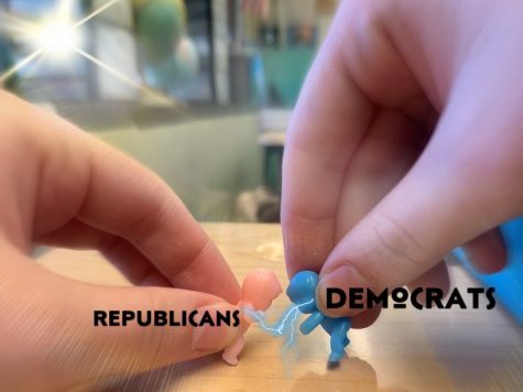 Plastic babies that symbolize the two main political parties duking it out.