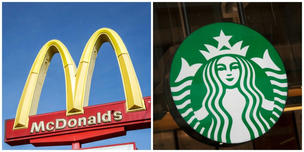 (right to left) McDonalds and Starbucks are some of the businesses being boycotted.